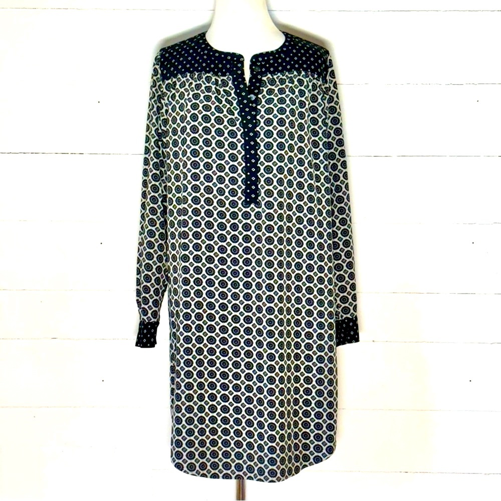Ann Taylor LOFT Women’s Gray & White Medallion Tunic Shirt Dress Size XS